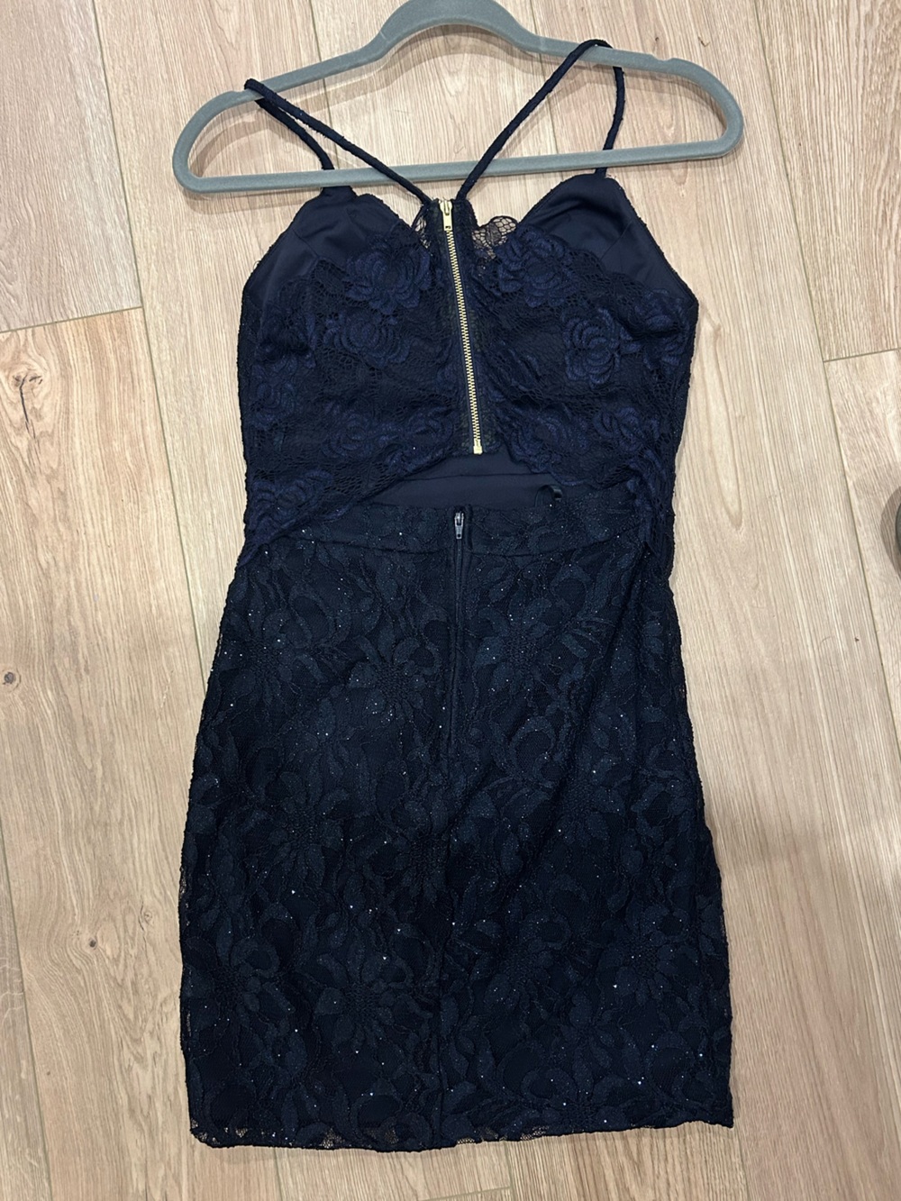 Betsey Johnson Navy Lace Midi Dress with Sparkle Accents - Picture 2 of 6